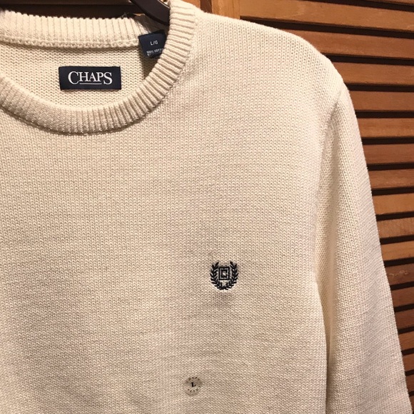 Chaps Off White/Cream Crewneck Sweater - Picture 4 of 10